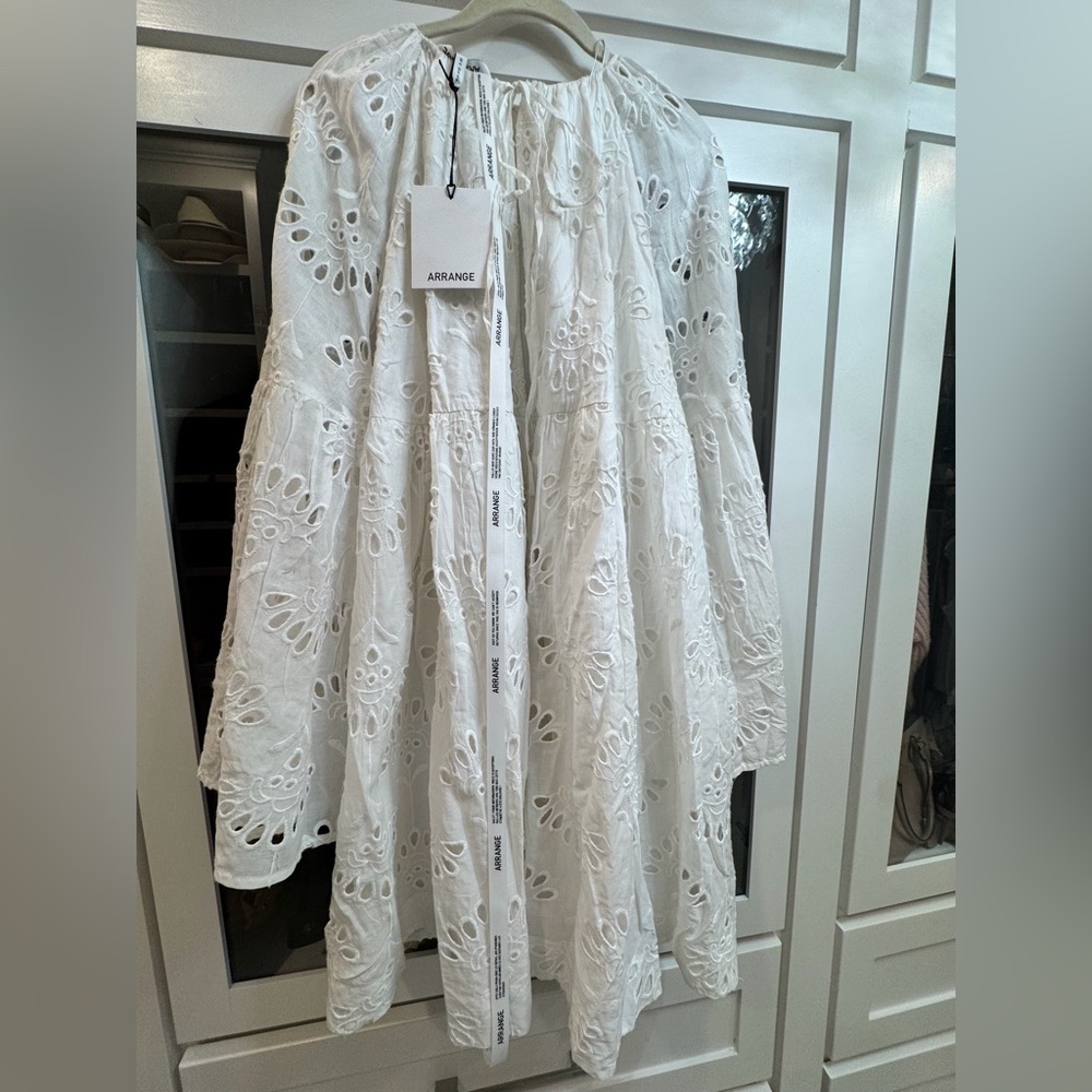 ARRANGE NWT Oversized Organdy Eyelet Mini Smock Dress - Picture 4 of 5